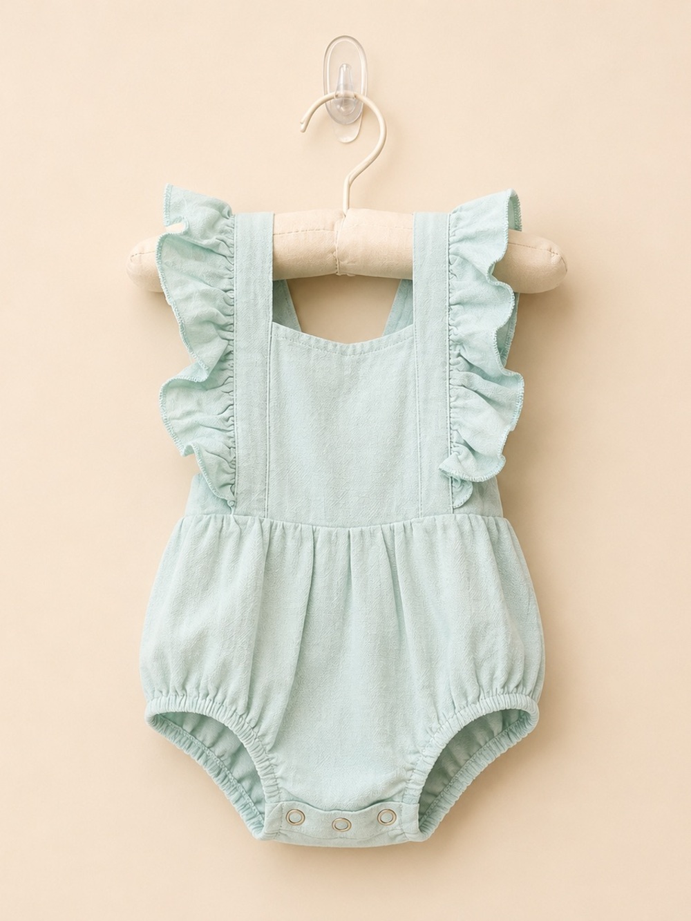 Baby Ruffle Strap Romper in Mint